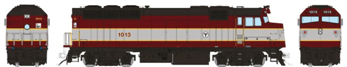 Rapido HO Scale EMD F40PH — MBTA Maroon & Silver #1013 (DC/Silent)