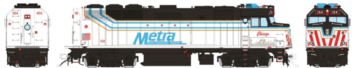 Rapido HO Scale EMD F40PH-3 — Metra City of Chicago Wrap #104 (DC/DCC/Sound)