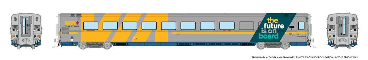 Rapido HO scale LRC coach, VIA Rail The Future Is On Board wrap
