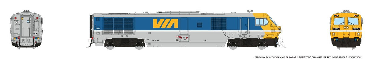 Rapido HO scale LRC locomotive, VIA Rail blue test scheme