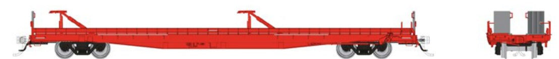 Rapido HO Marine Industries piggyback flatcar Red, unlettered