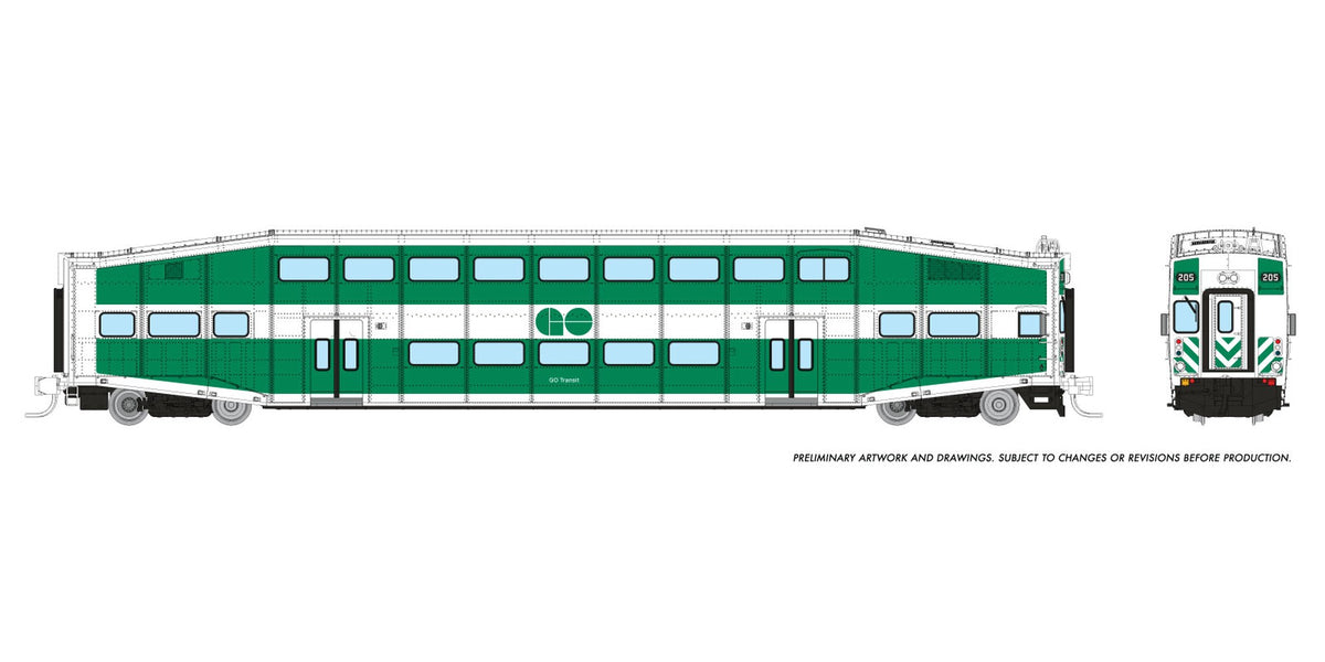 Rapido N scale BiLevel Commuter Car — GO Transit cab car