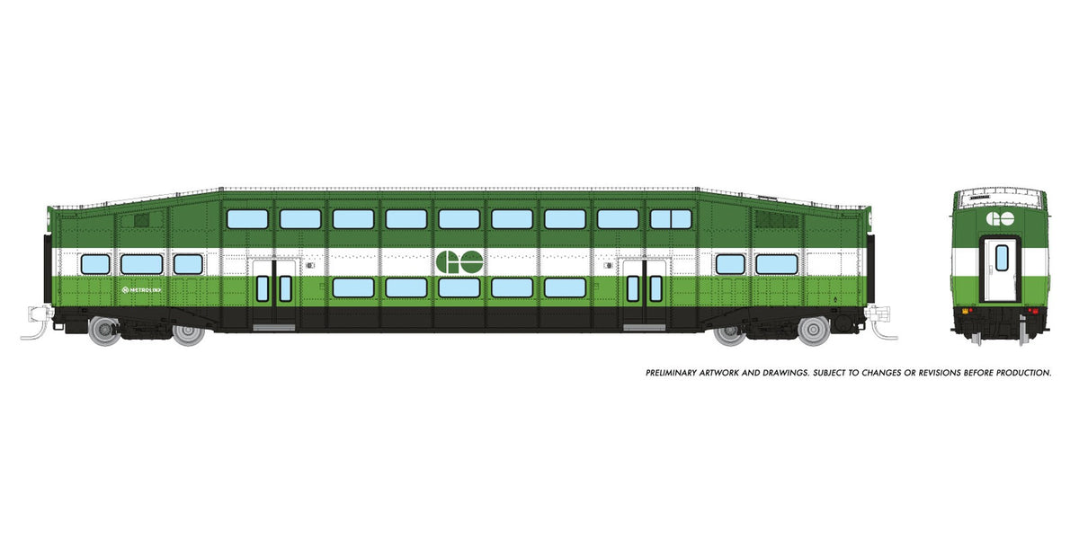 Rapido N scale BiLevel Commuter Car — GO/Metrolinx (early body) coach
