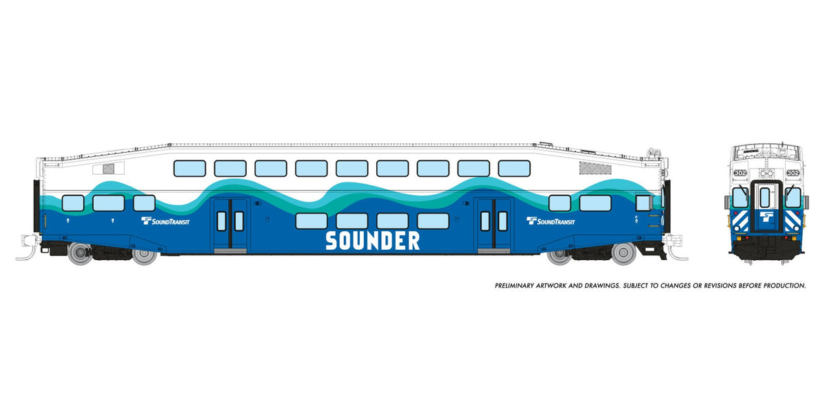Rapido N scale BiLevel Commuter Car — Sounder cab car
