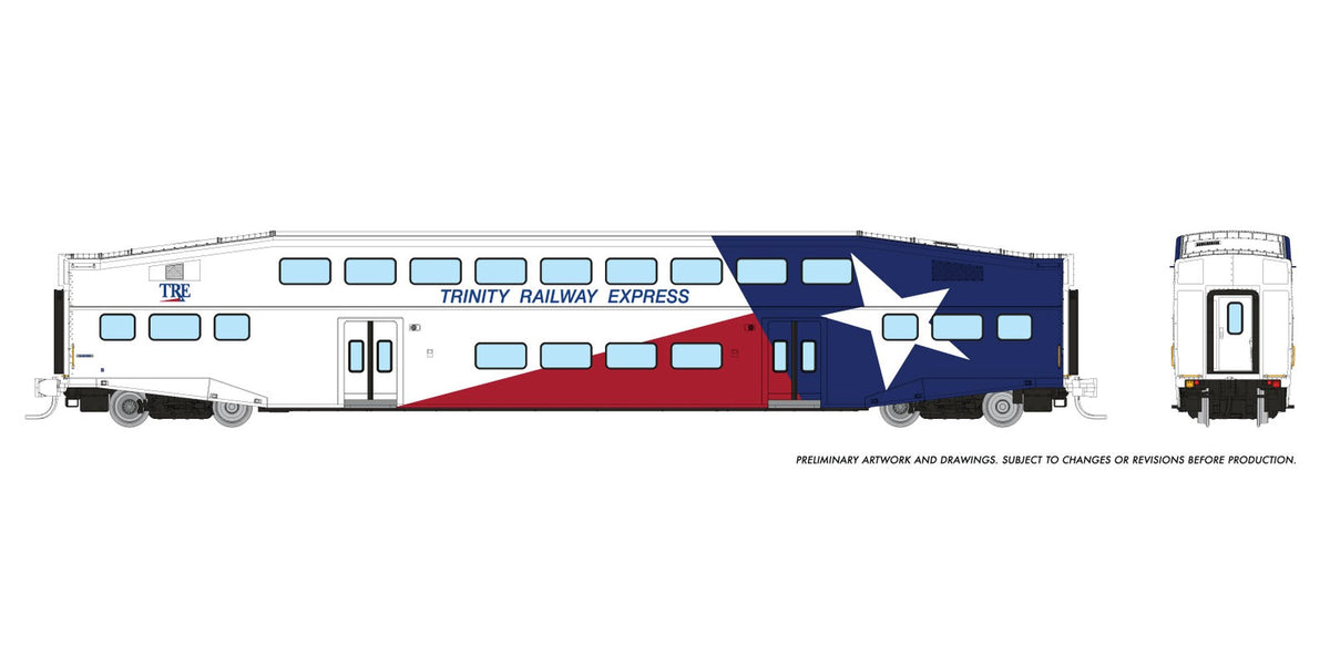 Rapido N scale BiLevel Commuter Car — Trinity Rail Express coach