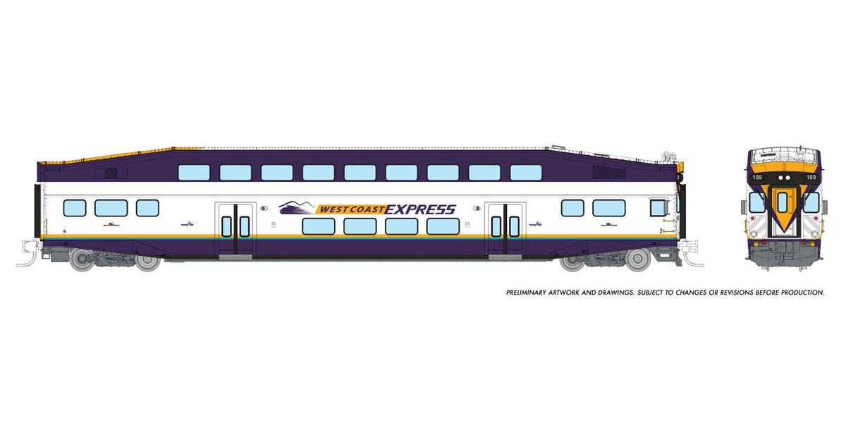 Rapido N scale BiLevel Commuter Car — West Coast Express cab car