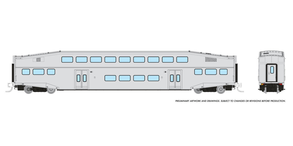 Rapido N scale BiLevel Commuter Car — undecorated coach, late version (Series IV)