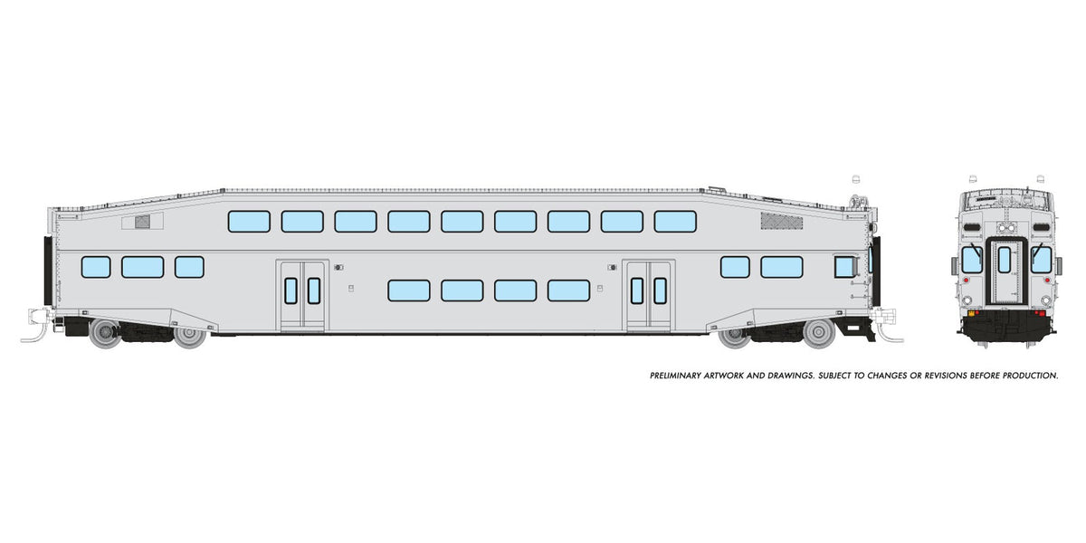 Rapido N scale BiLevel Commuter Car — undecorated cab car, late version (Series IV)