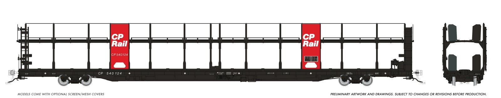 Rapido HO NSC 89' Bi-Level Autorack CP Rail Red 6-pack