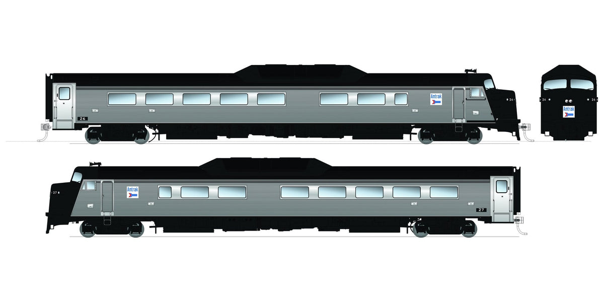 Rapido HO Budd Roger Williams 2-car set — Amtrak early version