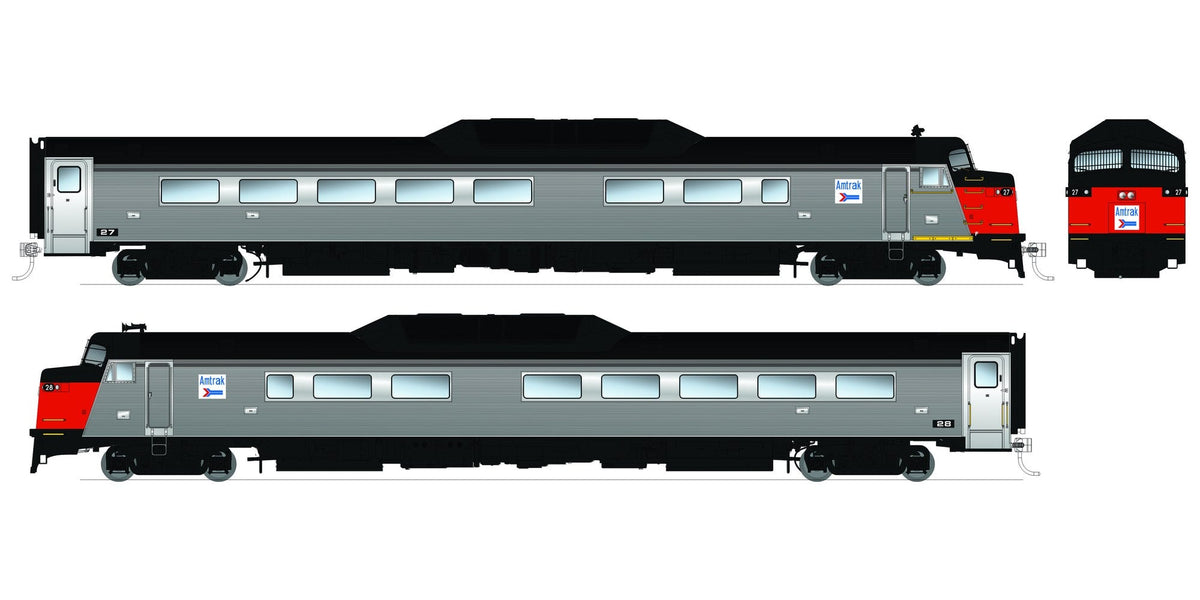 Rapido HO Budd Roger Williams 2-car set — Amtrak Phase 1