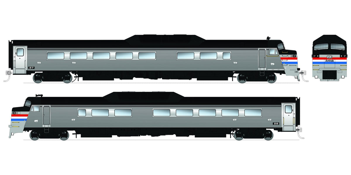 Rapido HO Budd Roger Williams 2-car set — Amtrak Phase 3