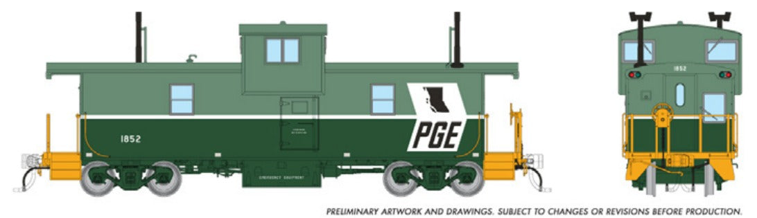 Rapido HO Squamish caboose PGE Two-Tone Green, Large Black Map #1852
