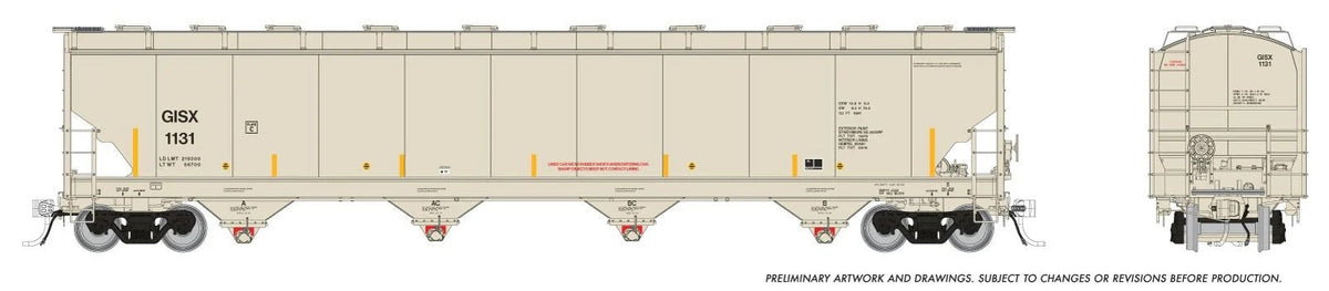 Rapido HO scale Trinity 6241 cu ft covered hopper, GISX INEOS Olefins & Polymers