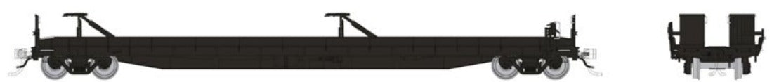 Rapido HO Vancouver Iron Works piggyback flatcar Black, unlettered