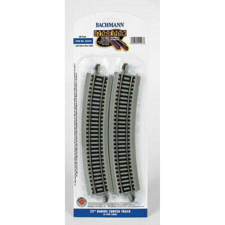 Bachmann 44503 HO Scale EZ-Track 22" Radius Curved Track - 4pcs