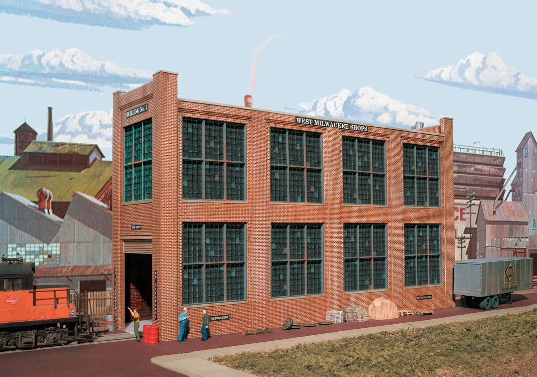 Walthers Cornerstone 3165 HO Scale Shop Building No.1 Background Building - Kit - 11-9/16 x 3-1/4 x 6-15/16" 28.9 x 8.1 x 17.3cm