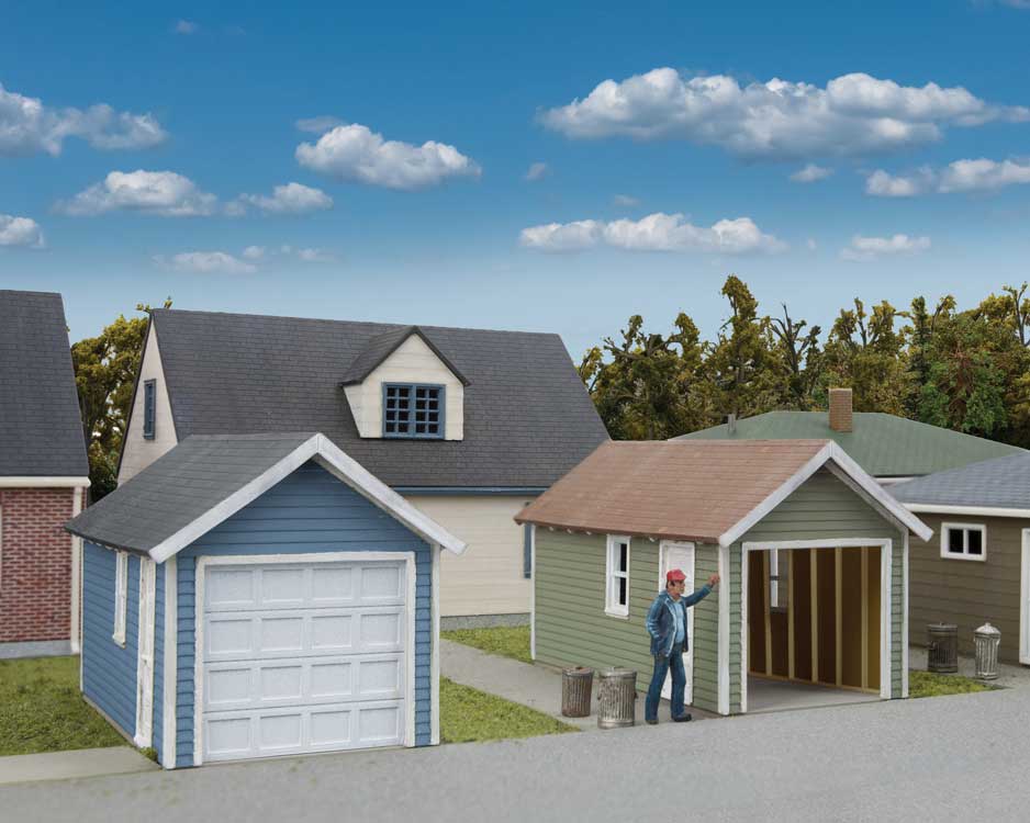 Walthers Cornerstone 3796 HO Scale Single-Car Garage pkg(2) - Kit - Each: 2-5/8 x 1-5/8 x 1-11/16" 6.6 x 4 x 4.1cm