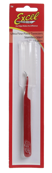 Excel Red Slant-Point Tweezers (#30426)