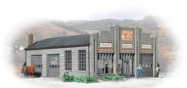 Walthers Cornerstone 3808 N Scale State Line Farm Supply - Kit: 3-1/4 x 4-1/4 x 1-7/8"; Ramp: 1-3/16 x 4-7/8"