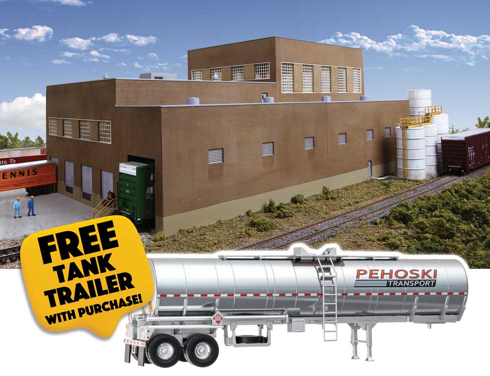 Walthers Cornerstone B3902 HO Scale Superior Paper Maper Mill - Kit with Free SceneMaster Tank Trailer