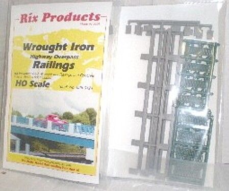 Rix Products 124 HO Scale Wrought Iron/Concrete 50' Overpass Railings pkg(4)