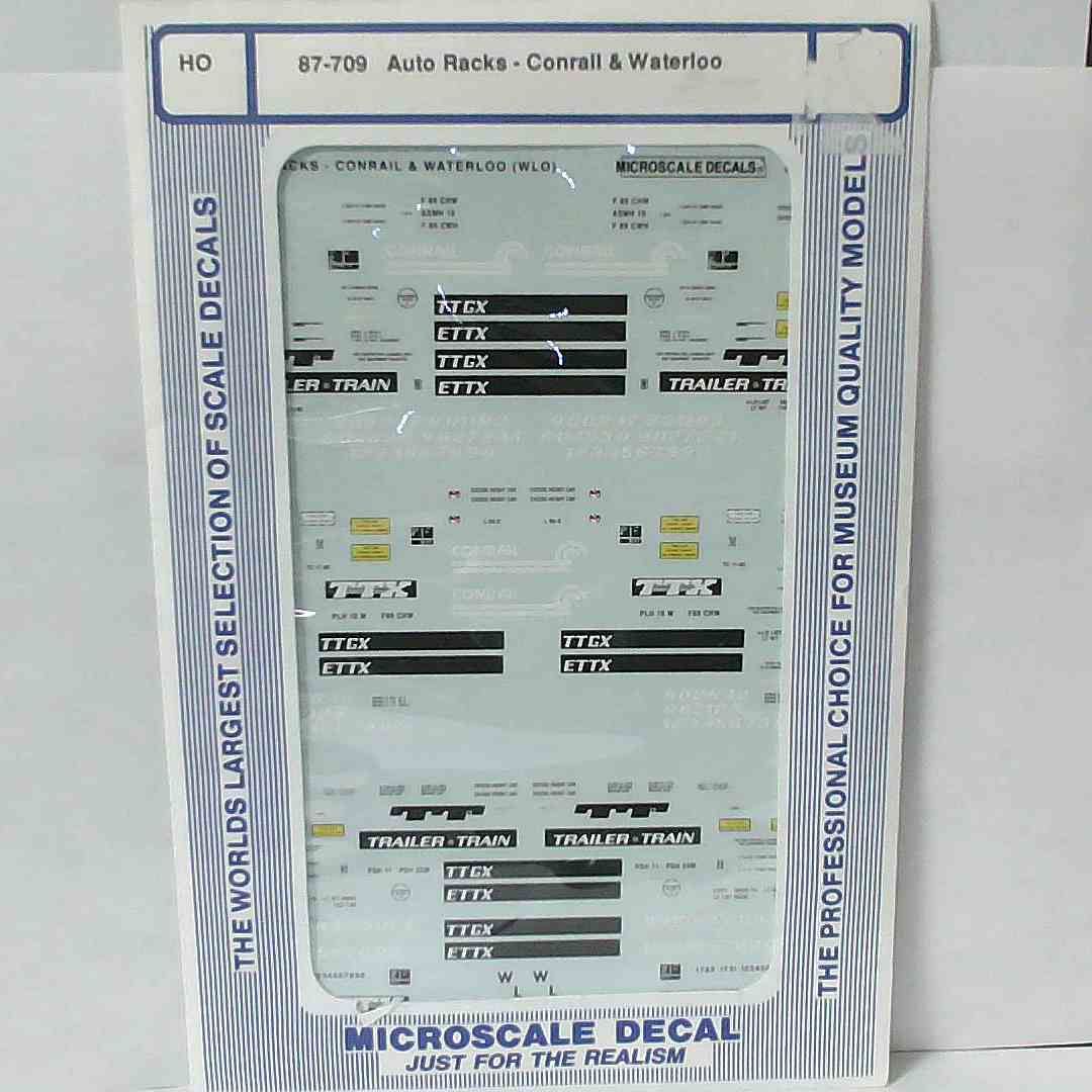 Microscale 87-709 HO Scale Conrail & Waterloo Enclosed 89' Auto Racks Waterslide Decals