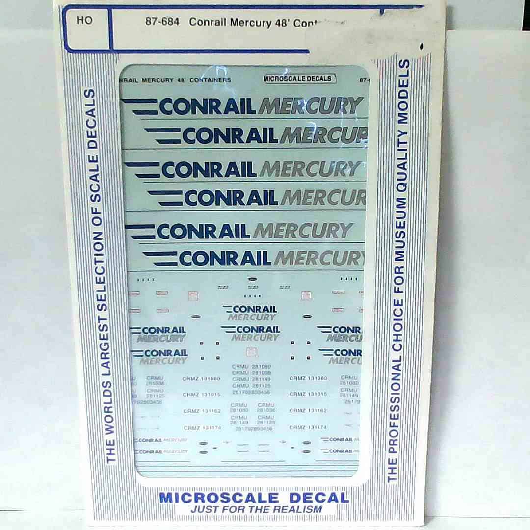 Microscale 87-684 HO Scale Conrail "Mercury" 48' Containers Waterslide Decals