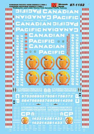 Microscale 87-1152 HO Scale Canadian Pacific / Canadian Pacifique Hood Diesels (1998+) Waterslide Decals
