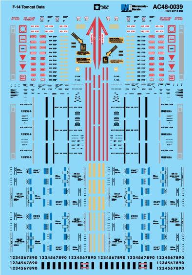 Microscale AC48-0039 1/48 Scale F-14 Tomcat Data Waterslide Decals