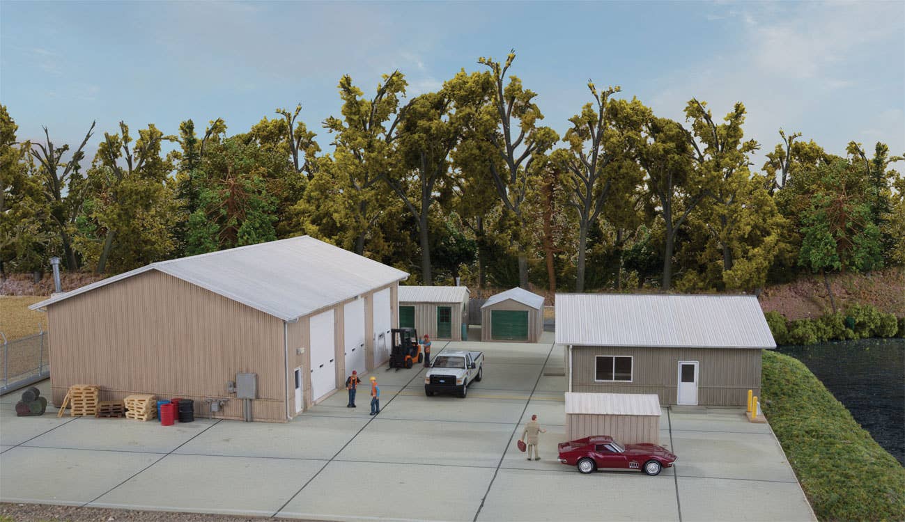 Walthers Cornerstone 4122 HO Scale Vehicle Maintenance Facility - Kit - Set of five buildings