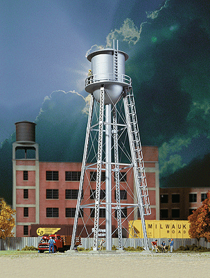 Walthers Cornerstone 3833 N Scale Vintage Water Tower - Assembled - Silver - 2-3/8 x 2-3/8 x 7" 6 x 6 x 17.7cm