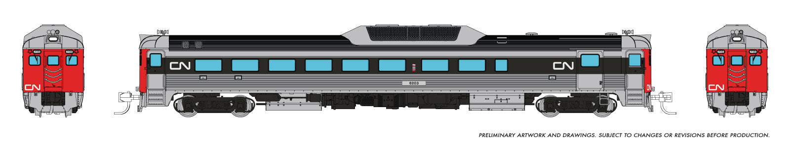 Rapido N Budd RDC-2 (Ph 2) (DC/DCC/Sound): CN - Noodle Scheme: #6203