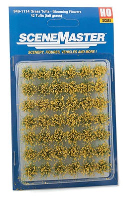 Walthers SceneMaster 1114 HO Scale Blooming Flowers 1/2" 1.2cm Tall - Yellow pkg(42)