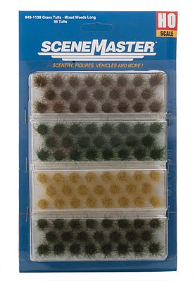 Walthers SceneMaster 1138 HO Scale Tall Mixed Weed Tufts 1/2" 1.2cm Tall - pkg(92)
