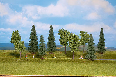 Walthers SceneMaster 1157 HO Scale Mixed Deciduous & Pine Trees pkg(10) - 1-9/16 to 3-3/8" 3.9 to 8.5cm (Includes Pin Base)
