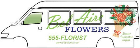 Walthers SceneMaster 12205 HO Scale Delivery Van - Assembled - Bel Aire Flowers (white, green, red)