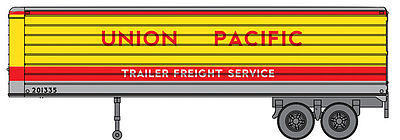 Walthers SceneMaster 2406 HO Scale 35' Fluted-Side Trailer 2-Pack - Assembled - Union Pacific(R) (Armour Yellow, red, gray)