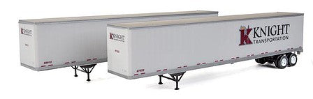 Walthers SceneMaster 2464 HO Scale 53' Stoughton Trailer 2-Pack - Assembled - Knight Transportation (white, maroon, black)