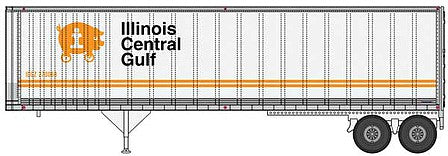 Walthers SceneMaster 2512 HO Scale 40' Trailmobile Trailer 2-Pack - Assembled - Illinois Central Gulf (white, orange, black, Wheeled Pig Logo)