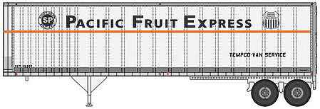 Walthers SceneMaster 2514 HO Scale 40' Trailmobile Trailer 2-Pack - Assembled - Pacific Fruit Express (white, black, orange)