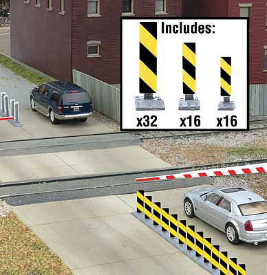 Walthers SceneMaster 4168 HO Scale Quiet Crossing Lane Markers - Kit (yellow, black stripes)