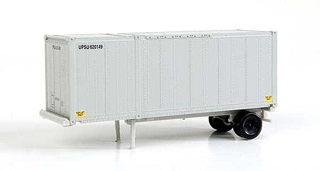 Walthers SceneMaster 8600 HO Scale 28' Container with Chassis 2-Pack - Assembled - United Parcel Service UPSZ (gray)