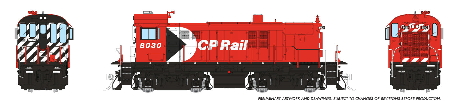 Rapido HO MLW RS-23 (DC/Silent): CP Rail - Action Red (8" Stripes): #8030