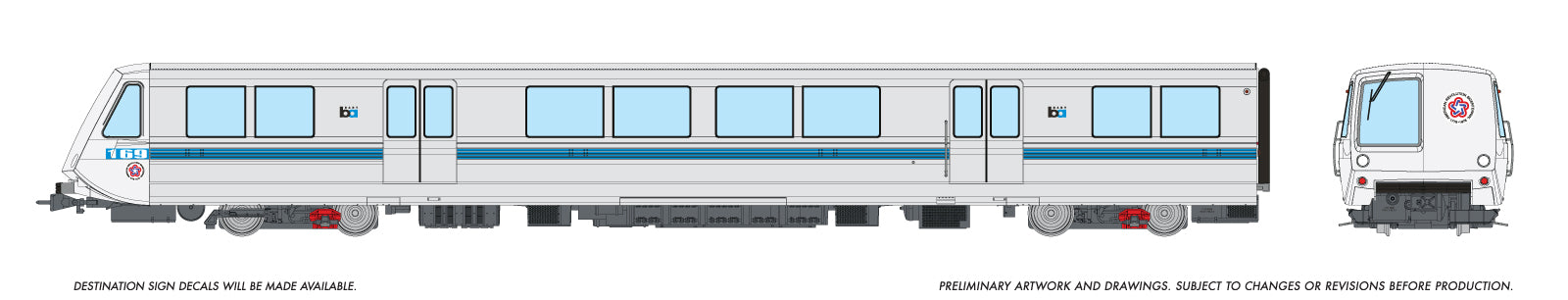 Rapido HO Bay Area Rapid Transit (DC/Silent): A End Car Bicentennial White