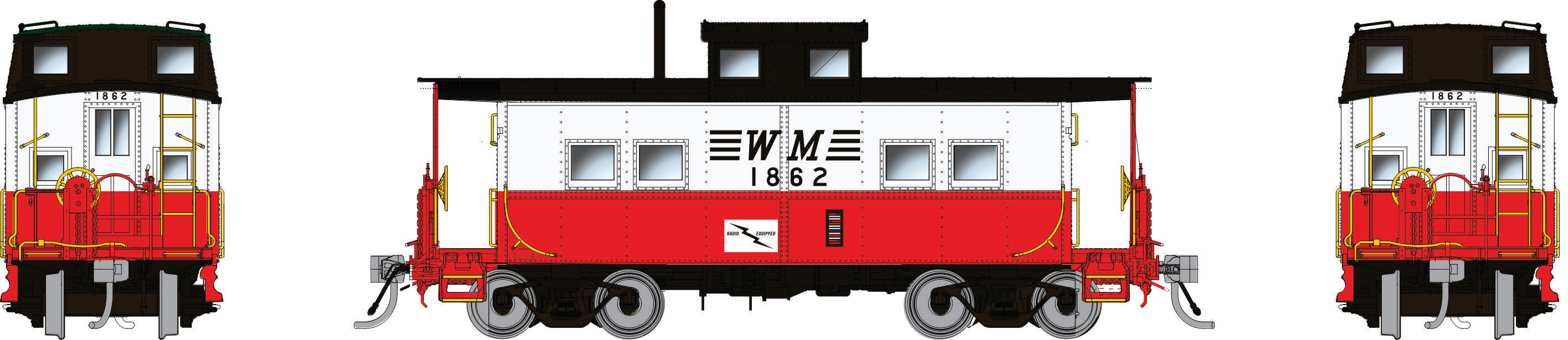 Rapido HO Northeastern-style Steel Caboose: WM - Circus Scheme: #1842