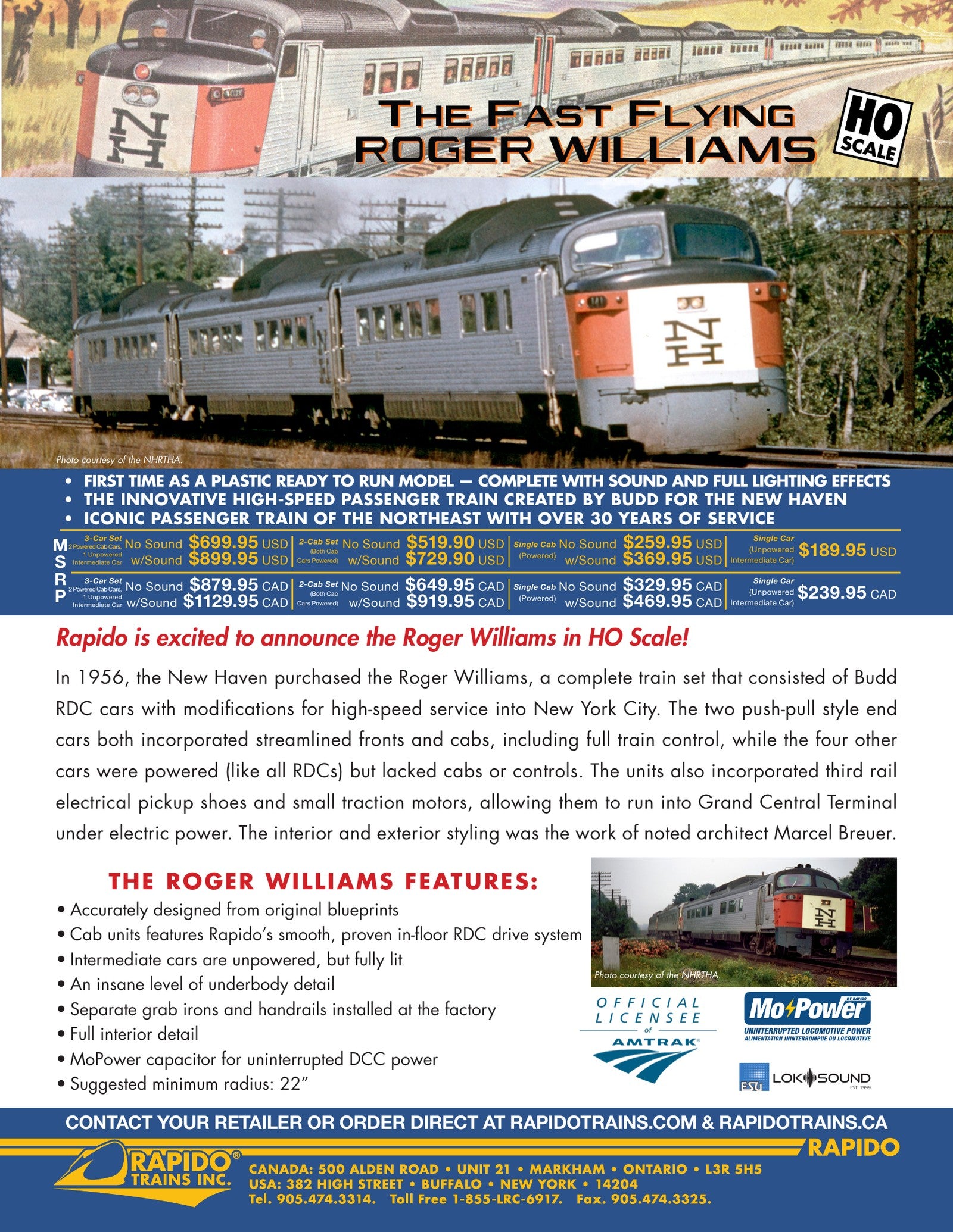 Rapido Roger Williams sales sheet