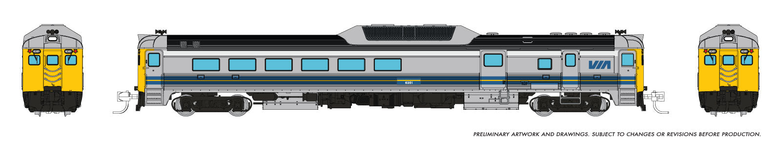 Rapido N Budd RDC-3 (Ph 2) (DC/Silent): VIA Rail - Early: #6351