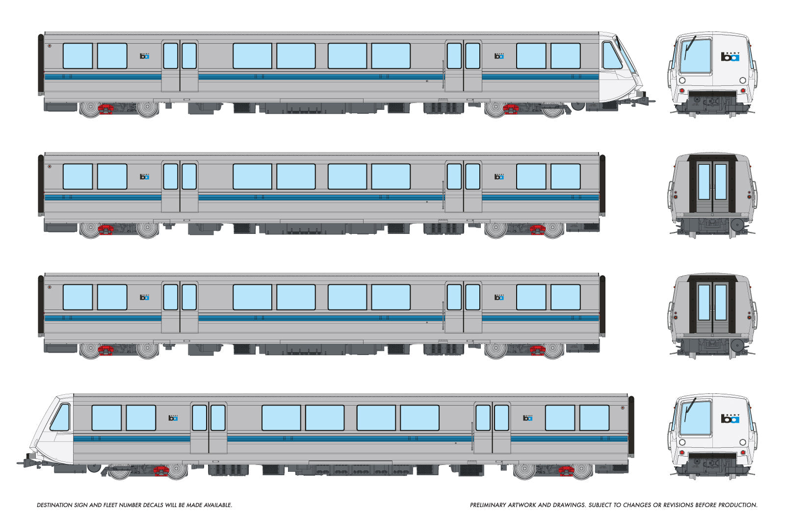 Rapido HO BART Trains