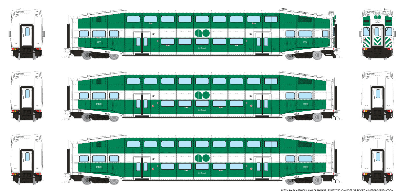 Rapido HO BiLevel Commuter Cars